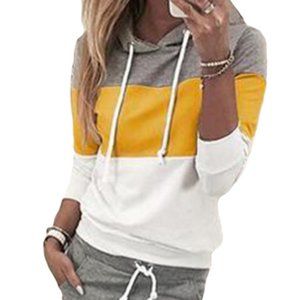 Yellow Color-Block Hoodie Top & Jogger Pants